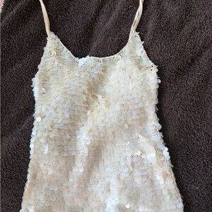J. Crew White Sequin Spaghetti-Strap Cami